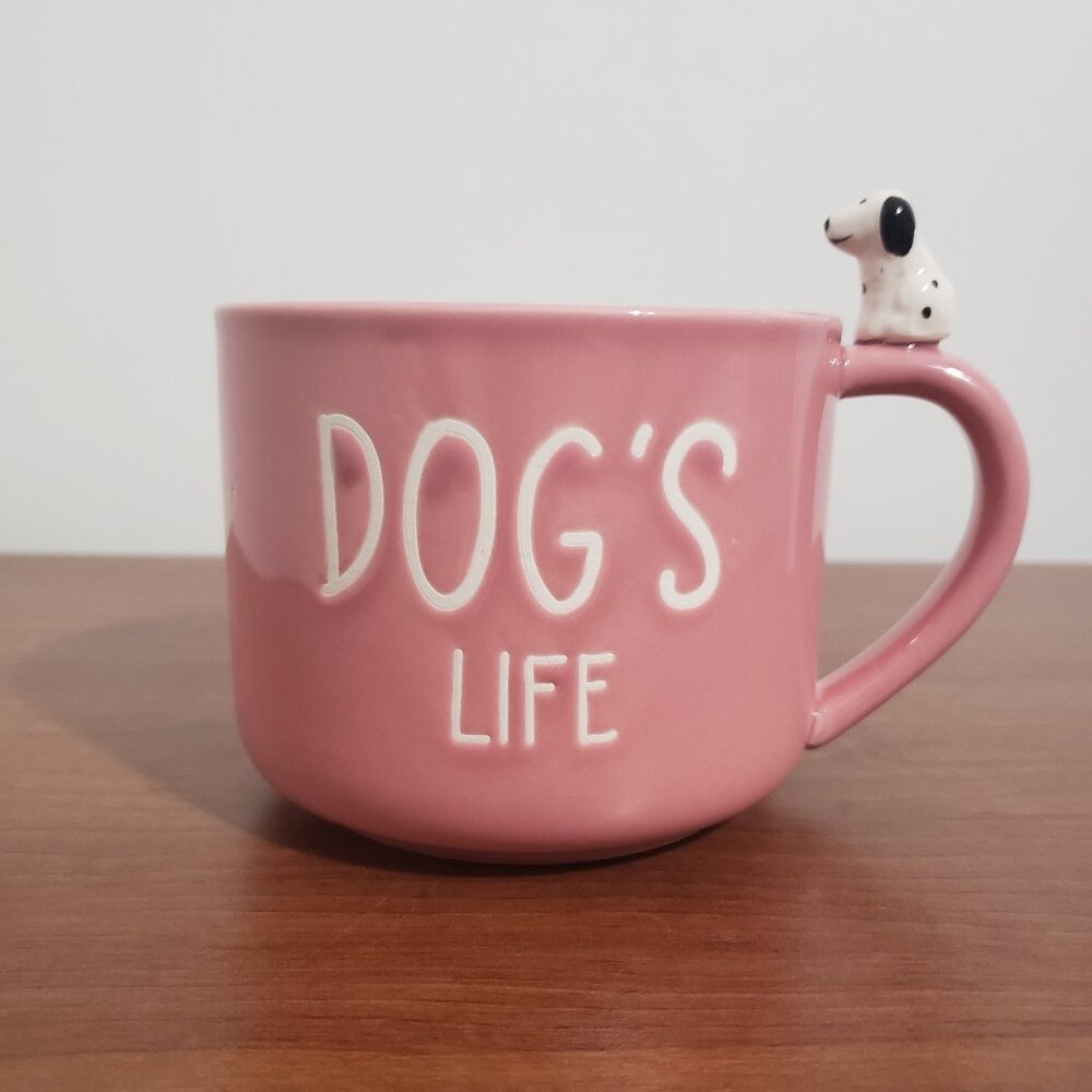 Dog's Life Coffee Mug Pink Stoneware Harvest Green Studio England
